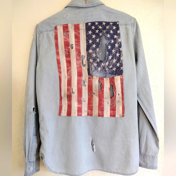 Denim & Supply Ralph Lauren Tops - Denim & Supply Ralph Lauren Distressed American Flag Button Down Shirt